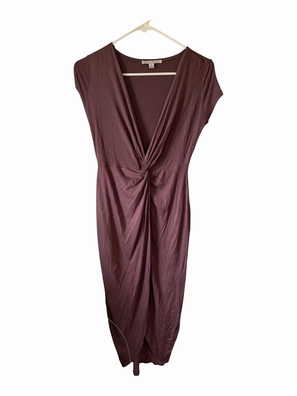 Haute Monde Dusty Mauve Twist-Front V-Neck Midi Dress